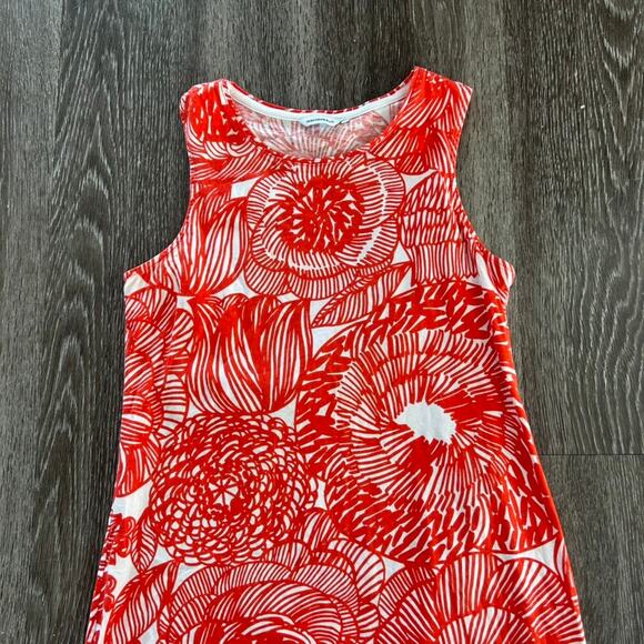 EUC Marimekko Red Floral Print Sleeveless Cotton Dress Small Valve 100% Cotton - Picture 4 of 13